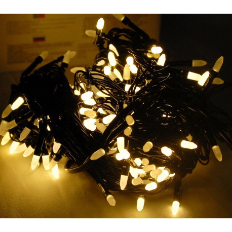 Гирлянда 500 LED (РИС) на черном проводе 36 м теплый цвет № 574