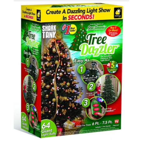 Новогодний свет для елки Star Shower Dazzle Tree РГБ 64ламп (Украшение всей елки сразу!) (24шт)