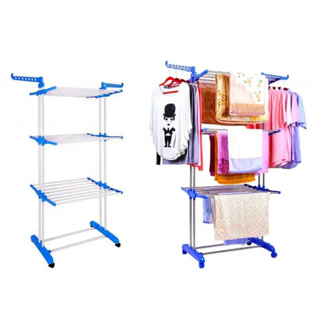 Многоярусная сушилка для белья с Колеса 19-Трубка Garment Rack / TW116 (6шт)
