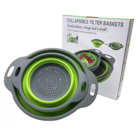Складной силиконовый друшлаг Basket Green (29.5*24*3.2 / 24.5*20*2.8 cм) / ART-0278 (48шт)