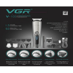 Професійна Машинка для стрижки волос и бороды VGR V105 Вт (40шт)