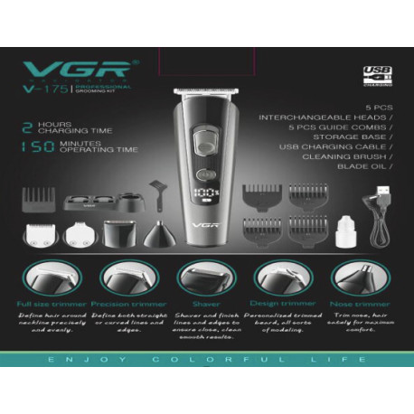 Професійна Машинка для стрижки волос и бороды VGR V175 Вт (40шт)