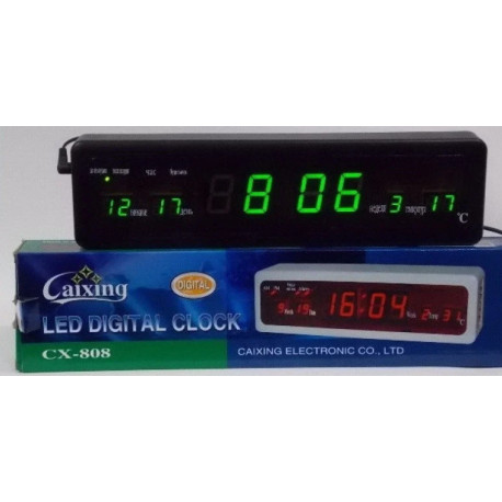 Настольные электронные часы CAIXING CX808 зеленый (50шт)
