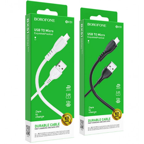 Кабель Micro BOROFONE BX51 (черный 2.4A) (360шт)