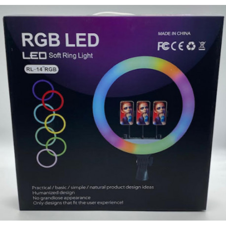Кольцевая LED лампа RL14 RGB с 3 держателем для телефона 36см с питанием от 220V (10шт)
